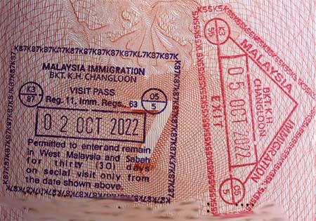 Пример копии паспорта, штампа и визы для Тайской визы в Малайзии Пинанг - 2