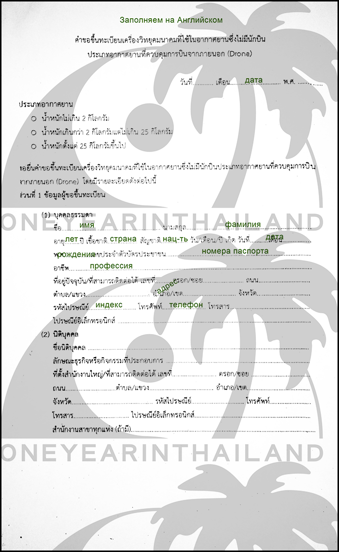 Регистрация дрона в Таиланде формы, образцы-6